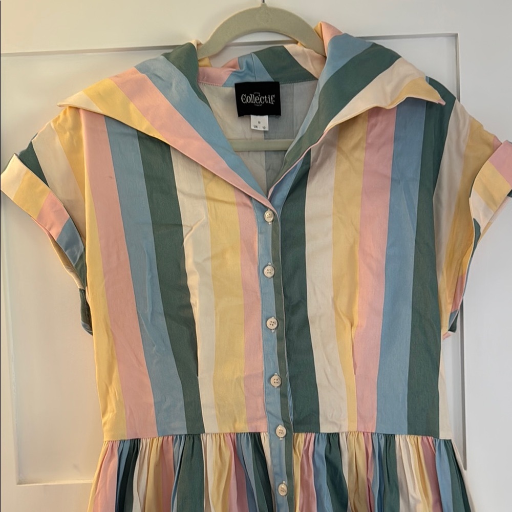Collectif Orange Yellow Smocked Sundress